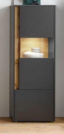 Aktenschrank Center in grau matt und Wotan Eiche Vitrine f�r Homeoffice und B�ro 50 x 158 cm