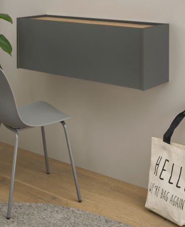 Sekret�r Center in grau matt und Wotan Eiche Wandsekret�r f�r Homeoffice und B�ro 100 cm
