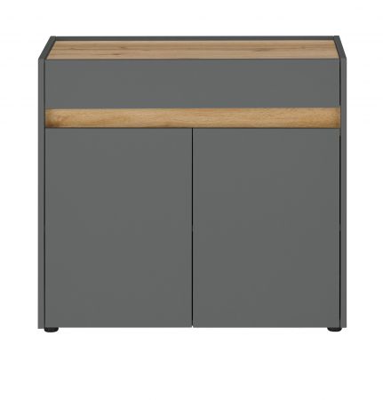 B�ro Kommode Center in grau matt und Wotan Eiche B�roschrank f�r Homeoffice und B�ro 80 x 70 cm