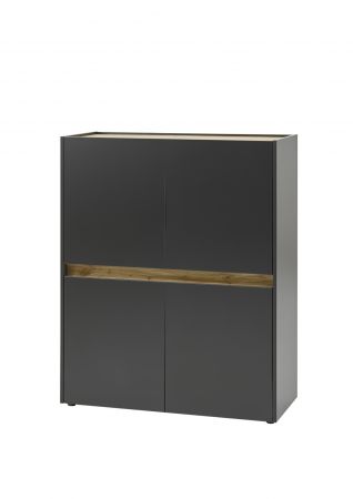 B�roschrank Highboard Center in grau matt und Wotan Eiche Stauraumschrank f�r Homeoffice und B�ro 100 x 122 cm