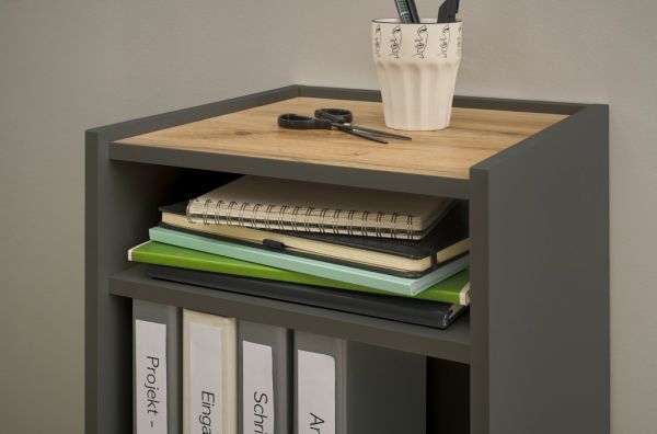 Schreibtisch Regal Center in Grau und Wotan Eiche Container f�r Homeoffice und B�ro 40 x 70 cm