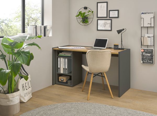 Schreibtisch Regal Center in Grau und Wotan Eiche Container f�r Homeoffice und B�ro 40 x 70 cm