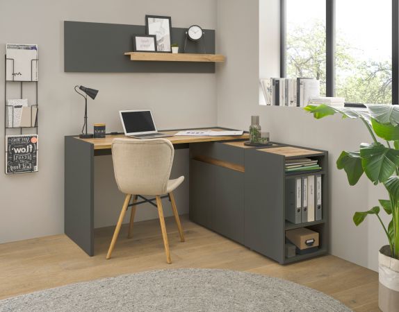 Schreibtisch Regal Center in Grau und Wotan Eiche Container f�r Homeoffice und B�ro 40 x 70 cm