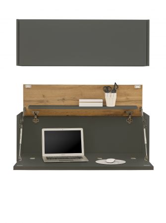 B�rom�bel Set Center in grau matt und Wotan Eiche B�roschrank und Sekret�r h�ngend f�r Homeoffice 100 cm