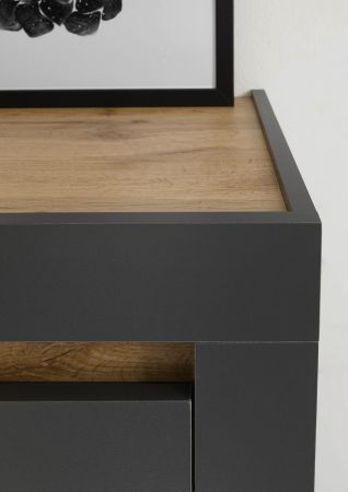 B�rom�bel komplett Set Center in grau matt und Wotan Eiche mit Aktenschrank, Sekret�r und Vitrine f�r Homeoffice