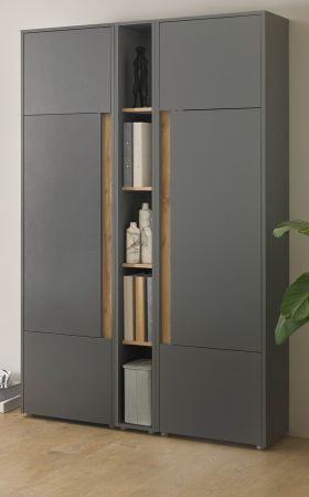 Aktenschrank Set Center in grau mit Wotan Eiche 2x Schrank mit Regal f�r B�ro und Homeoffice 120 x 200 cm