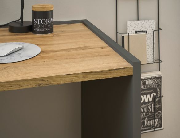 B�rom�bel Set Center in grau matt und Wotan Eiche mit Schreibtisch, Aktenschrank und 2 x Regal f�r Homeoffice