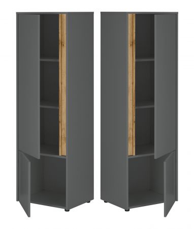 B�rom�bel Set Center in grau matt und Wotan Eiche mit Schreibtisch, Aktenschrank und 2 x Regal f�r Homeoffice