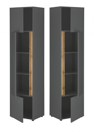 B�rom�bel Set Center in grau matt und Wotan Eiche mit Schreibtisch, Aktenschrank und 2 x Regal f�r Homeoffice