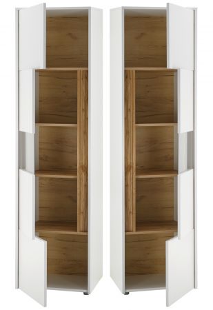 Aktenschrank Center in wei� und Wotan Eiche Vitrine f�r Homeoffice und B�ro 50 x 200 cm