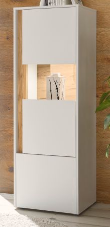Aktenschrank Center in wei� und Wotan Eiche Vitrine f�r Homeoffice und B�ro 50 x 158 cm