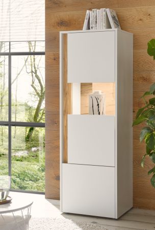 Aktenschrank Center in wei� und Wotan Eiche Vitrine f�r Homeoffice und B�ro 50 x 158 cm