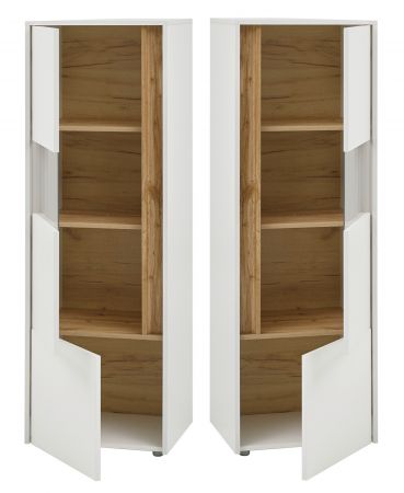 Aktenschrank Center in wei� und Wotan Eiche Vitrine f�r Homeoffice und B�ro 50 x 158 cm