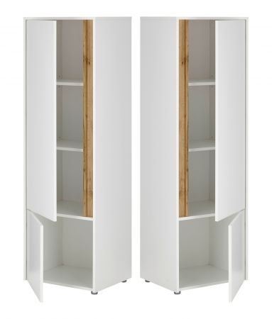 Aktenschrank Center in wei� und Wotan Eiche Stauraumschrank f�r Homeoffice und B�ro 50 x 158 cm