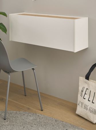 Sekret�r Center in wei� und Wotan Eiche Wandsekret�r f�r Homeoffice und B�ro 100 cm