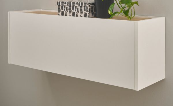 H�ngeschrank Center in wei� und Wotan Eiche B�roschrank h�ngend f�r Homeoffice 100 cm