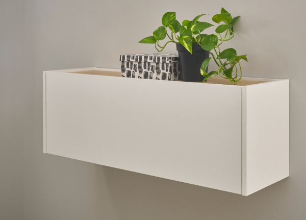 H�ngeschrank Center in wei� und Wotan Eiche B�roschrank h�ngend f�r Homeoffice 100 cm