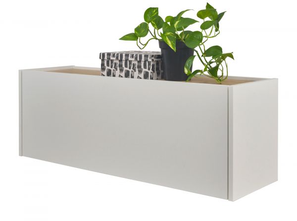 H�ngeschrank Center in wei� und Wotan Eiche B�roschrank h�ngend f�r Homeoffice 100 cm