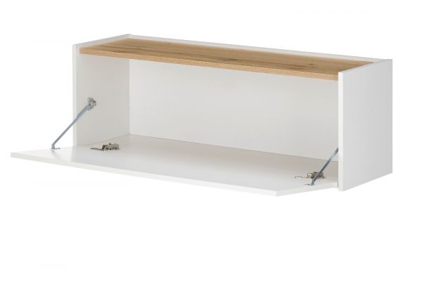 H�ngeschrank Center in wei� und Wotan Eiche B�roschrank h�ngend f�r Homeoffice 100 cm