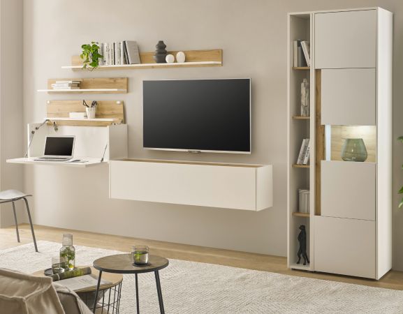 B�roregal Center in Wotan Eiche und wei� Wandregal f�r Homeoffice und B�ro 170 cm