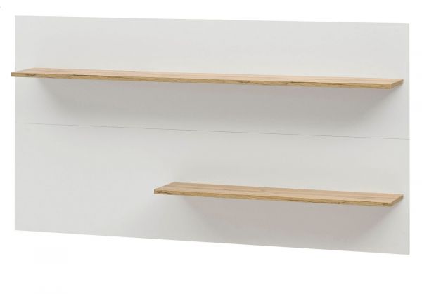 Wandregal Center in wei� und Wotan Eiche Wandpaneel f�r Homeoffice und B�ro 155 x 80 cm