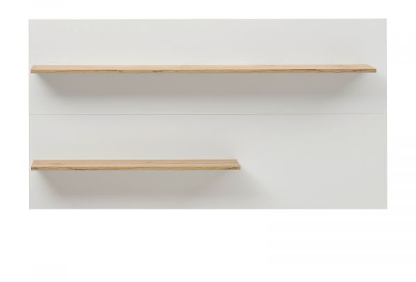 Wandregal Center in wei� und Wotan Eiche Wandpaneel f�r Homeoffice und B�ro 155 x 80 cm