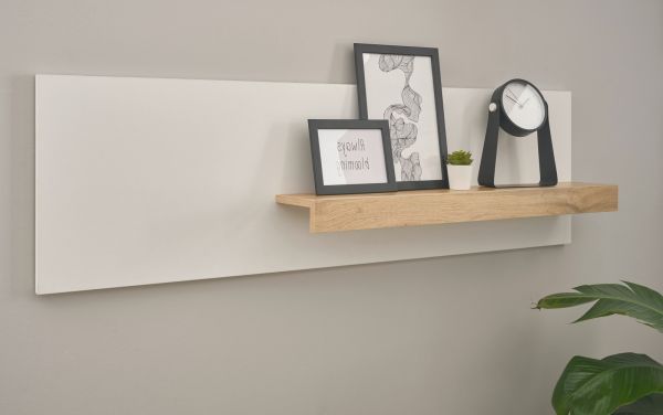 B�roregal Center in wei� und Wotan Eiche Wandregal f�r Homeoffice und B�ro 140 cm