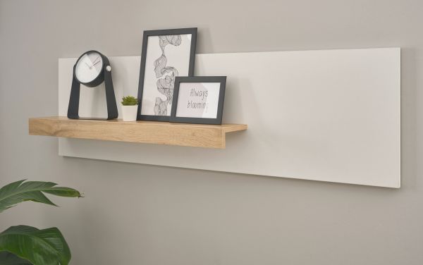 B�roregal Center in wei� und Wotan Eiche Wandregal f�r Homeoffice und B�ro 140 cm
