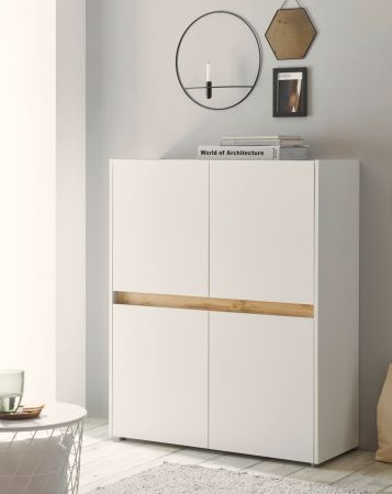 B�roschrank Highboard Center in wei� und Wotan Eiche Stauraumschrank f�r Homeoffice und B�ro 100 x 122 cm