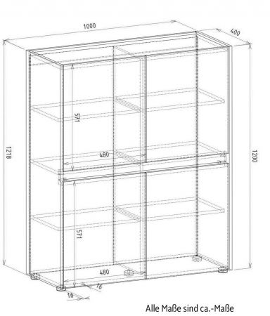 B�roschrank Highboard Center in wei� und Wotan Eiche Stauraumschrank f�r Homeoffice und B�ro 100 x 122 cm