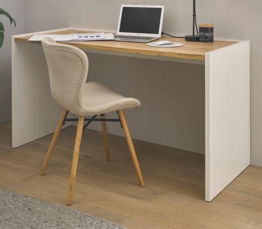 Schreibtisch Center in wei� und Wotan Eiche Laptoptisch f�r Homeoffice und B�ro 143 x 62 cm
