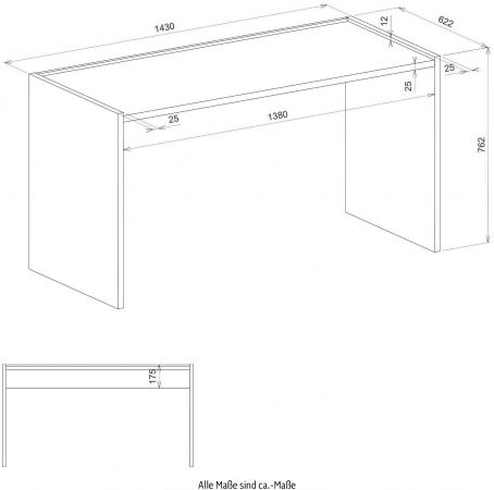 Schreibtisch Center in wei� und Wotan Eiche Laptoptisch f�r Homeoffice und B�ro 143 x 62 cm