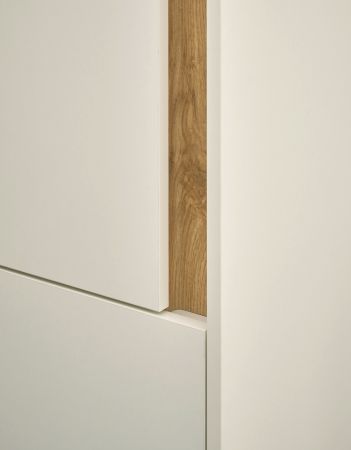 Wohnwand mit Sekret�r Center in wei� und Wotan Eiche Wohnkombination 4-teilig 310 cm