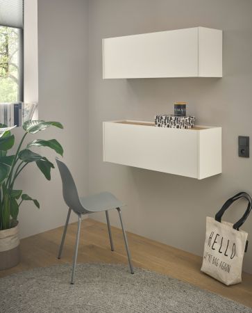 B�rom�bel Set Center in wei� und Wotan Eiche B�roschrank und Sekret�r h�ngend f�r Homeoffice 100 cm