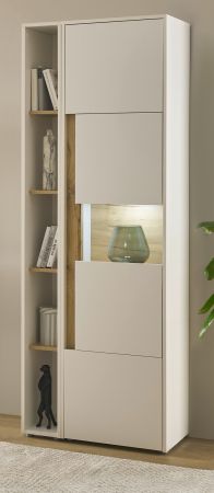 Aktenschrank Set Center in wei� und Wotan Eiche Vitrine und Regal f�r Homeoffice 70 x 200 cm