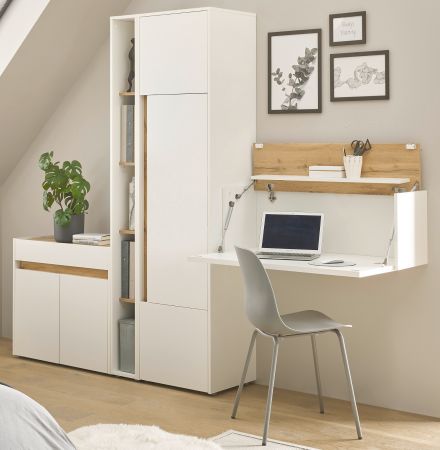 Aktenschrank Set Center in wei� und Wotan Eiche Stauraumschrank und Regal f�r Homeoffice 70 x 200 cm