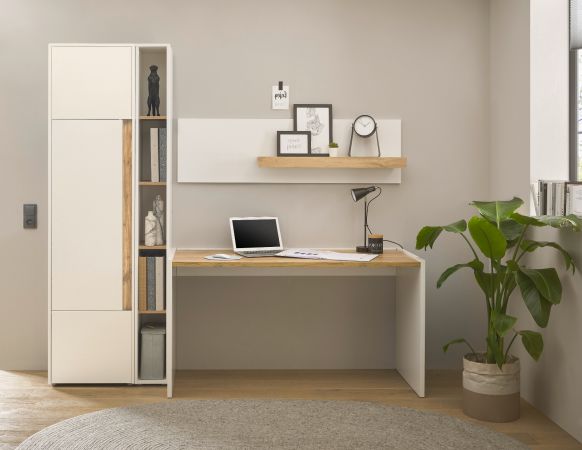 Aktenschrank Set Center in wei� und Wotan Eiche Stauraumschrank und Regal f�r Homeoffice 70 x 200 cm