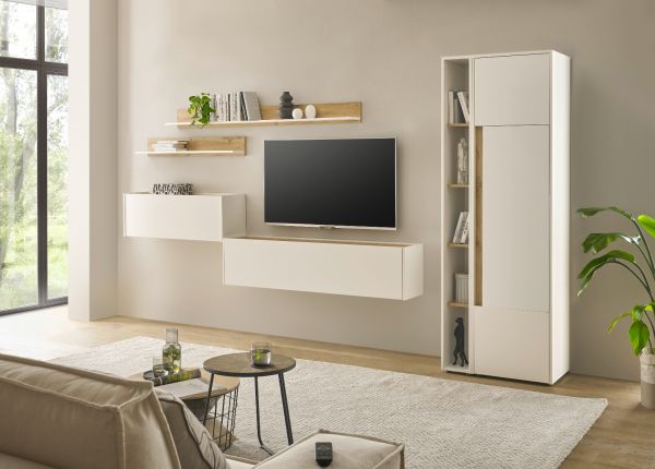 Aktenschrank Set Center in wei� und Wotan Eiche Stauraumschrank und Regal f�r Homeoffice 70 x 200 cm