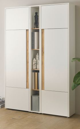 Aktenschrank Set Center Wei� mit Wotan Eiche, Set 2x Schrank und Regal 120 x 200 cm