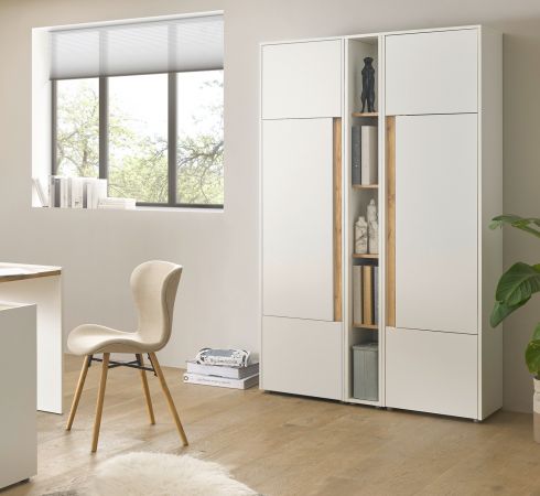 Aktenschrank Set Center Wei� mit Wotan Eiche, Set 2x Schrank und Regal 120 x 200 cm