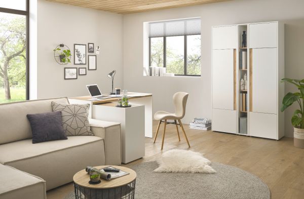 Aktenschrank Set Center Wei� mit Wotan Eiche, Set 2x Schrank und Regal 120 x 200 cm