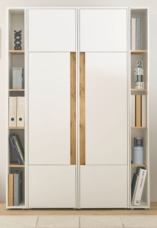 Aktenschrank Set Center in wei� und Wotan Eiche 2 x Stauraumschrank und 2 x Regal f�r Homeoffice 140 x 200 cm