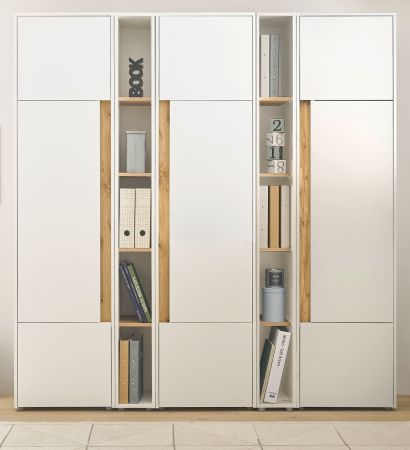 Aktenschrank Set Center in wei� und Wotan Eiche 3 x Stauraumschrank und 2 x Regal f�r Homeoffice 190 x 200 cm