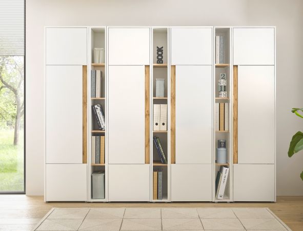 Aktenschrank Set Center in wei� und Wotan Eiche 4 x Stauraumschrank und 3 x Regal f�r Homeoffice 260 cm