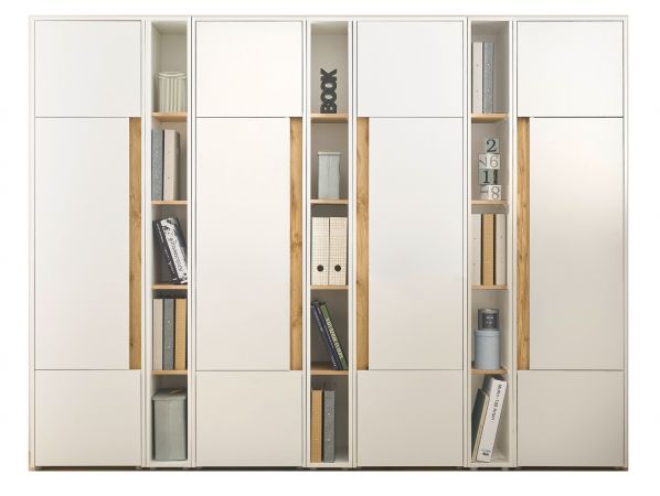 Aktenschrank Set Center in wei� und Wotan Eiche 4 x Stauraumschrank und 3 x Regal f�r Homeoffice 260 cm