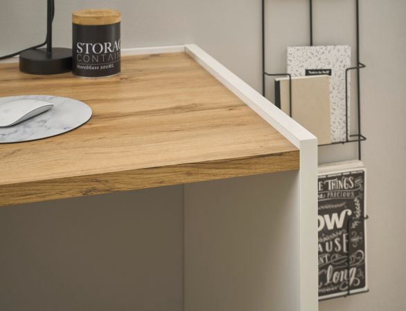 B�rom�bel Set Center in wei� und Wotan Eiche mit Schreibtisch und Regal f�r Homeoffice