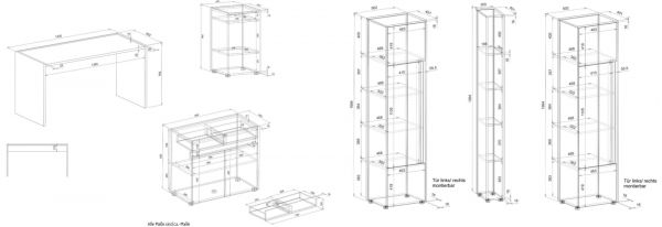 B�rom�bel komplett Set Center in wei� und Wotan Eiche mit Schreibtisch, Kommode und Aktenschrank f�r Homeoffice