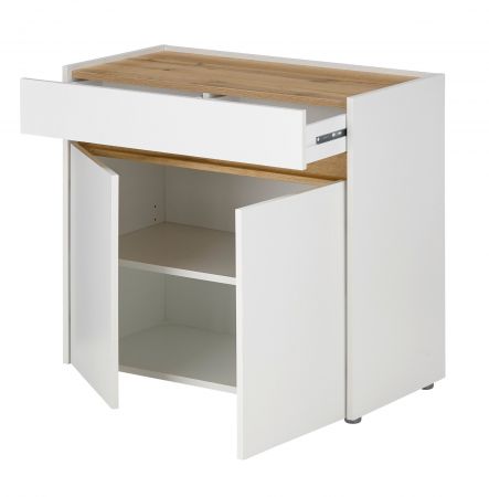 B�rom�bel komplett Set Center in wei� und Wotan Eiche mit Schreibtisch, Kommode und Aktenschrank f�r Homeoffice