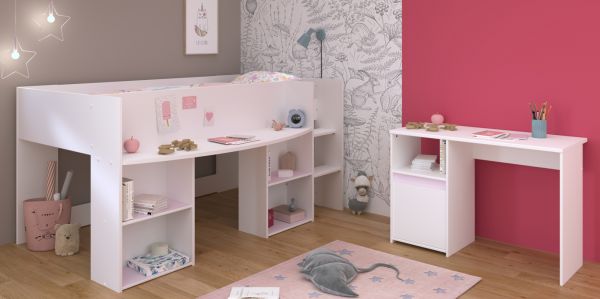 Parisot Kinder- und Jugendzimmer Pirouette17 in wei� mit grau oder rosa Komplett-Set 2-teilig