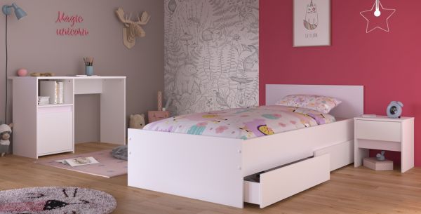 Parisot Kinder- und Jugendzimmer Pirouette27 in wei� mit grau oder rosa Komplett-Set 3-teilig